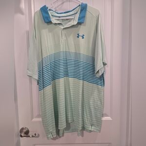 Under Armour Men's Aqua and White Polo Shirt
